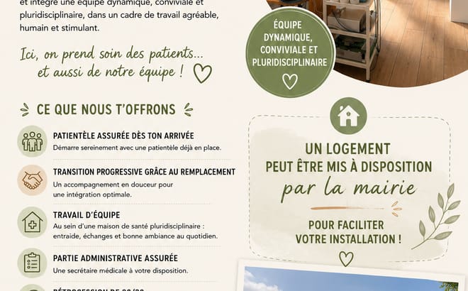 Remplacement kiné dès maintenant + installation possible en août – Maison de santé